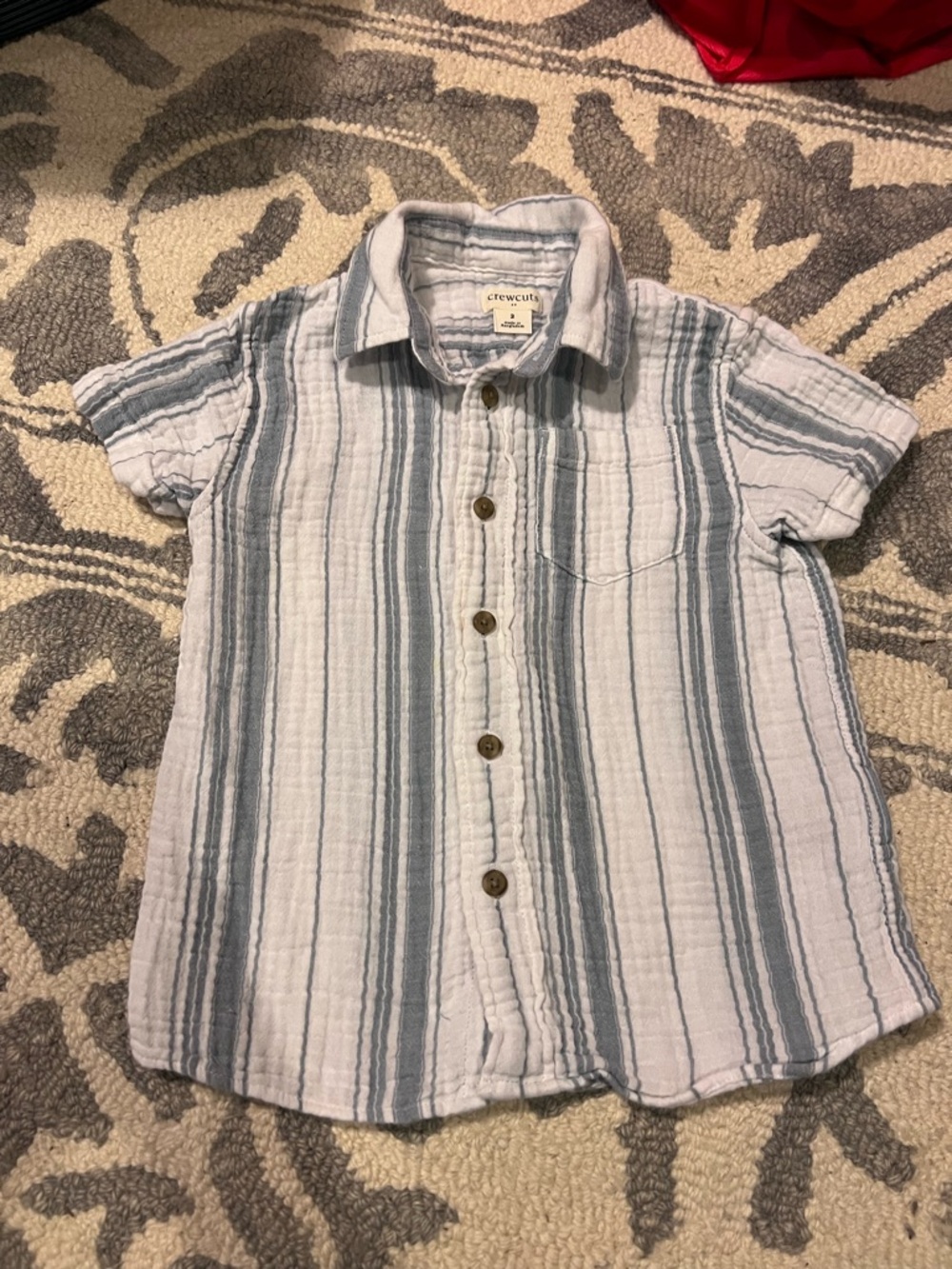 Crewcuts Light Blue & White Striped Short-Sleeve Button-Down